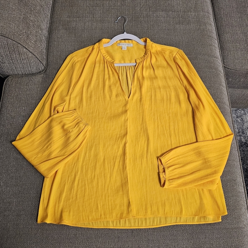 Chelsea & Violet Yellow Casual Relaxed Office Career Top Blouse Size Large